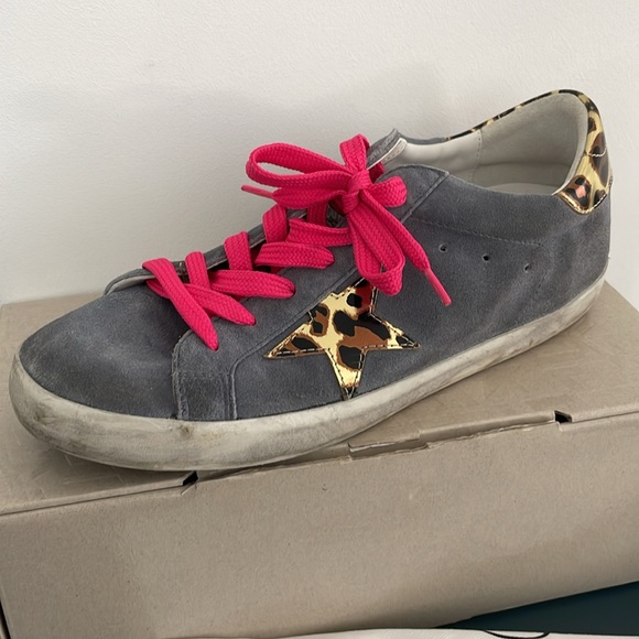 Golden Goose Superstar Classic: Grey-blue suede with leopard star and heel. - Picture 4 of 5